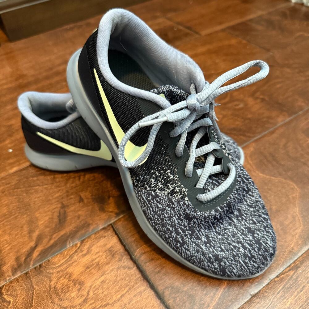 Nike Flex Contact Black Yellow Comfort Running Shoes Women's Size 6 908995-402